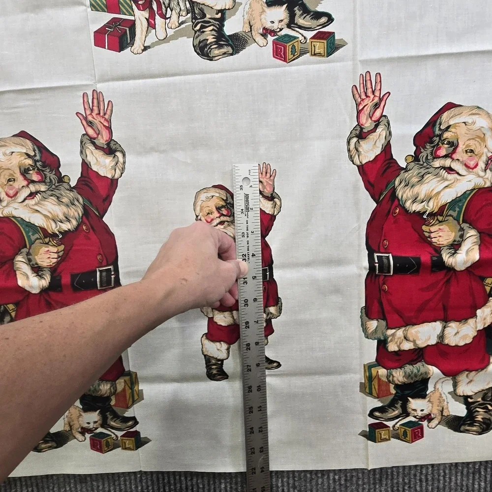Vintage Wamsutta Hallmark Santa Claus Fabric Panel Christmas Applique Cotton